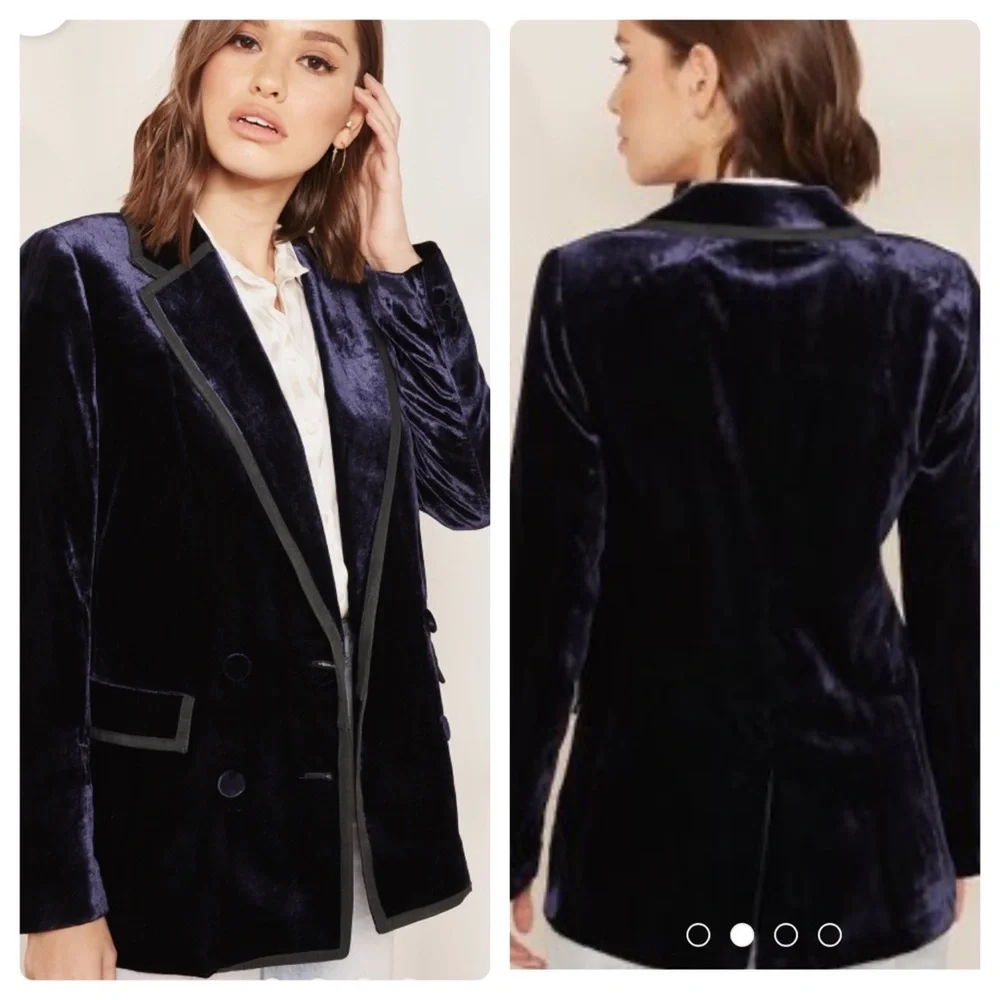 New J.crew Double Breasted Blue Velvet Blazer Size 2 small S - Picture 1 of 11